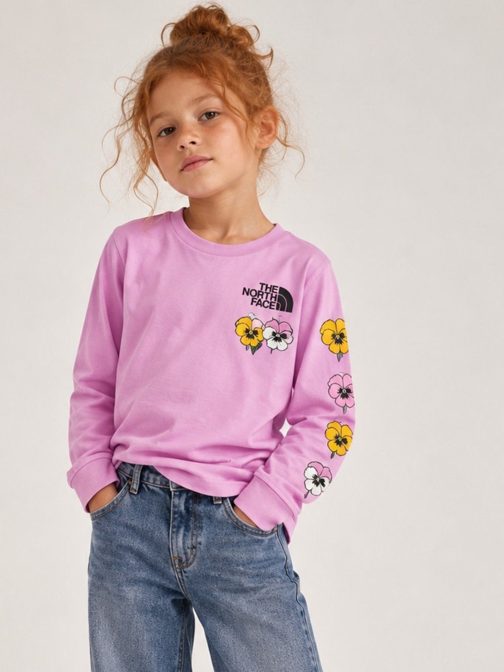 The North Face Girls' Pink Long-Sleeve Tee with FloralGraphics ~ Size 10